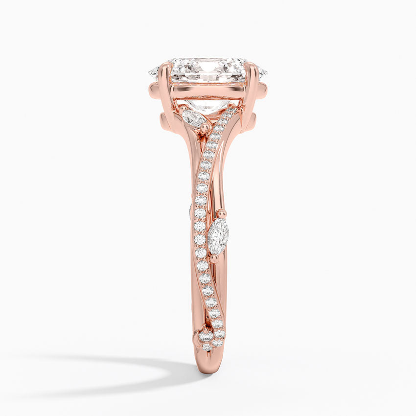 Split Vine Marquise Cluster Oval Lab Grown Diamond Center Engagement Ring
