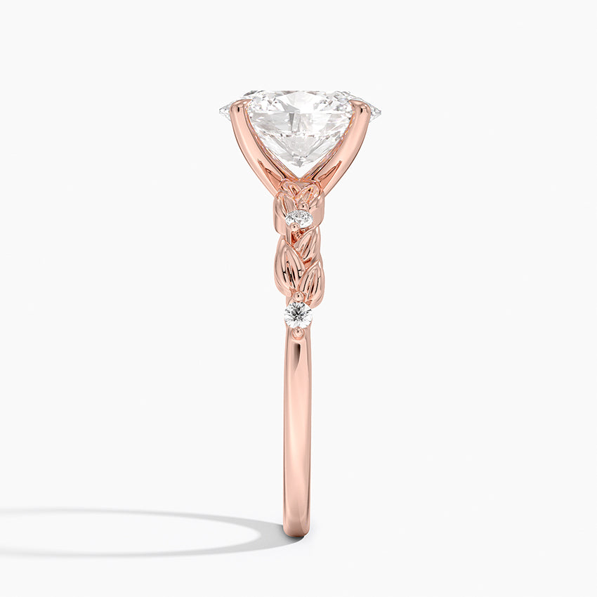 Vine Bloom Milgrain Oval Lab Grown Diamond Center Engagement Ring