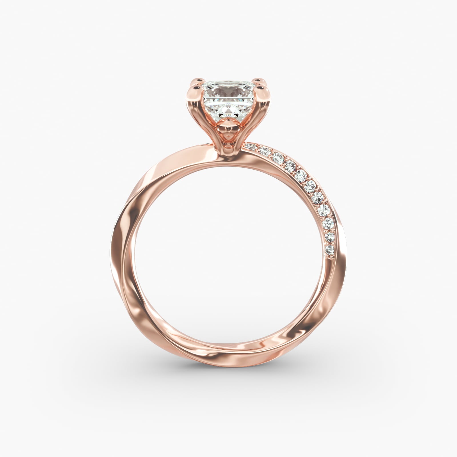 Twisted Sparkle Princess Lab Grown Diamond Center Engagement Ring