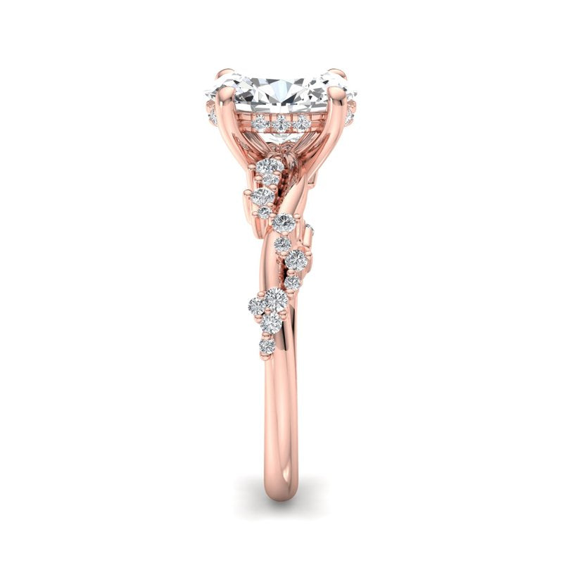 Classic Sparkle Pavé Oval Lab Grown Diamond Center Engagement Ring