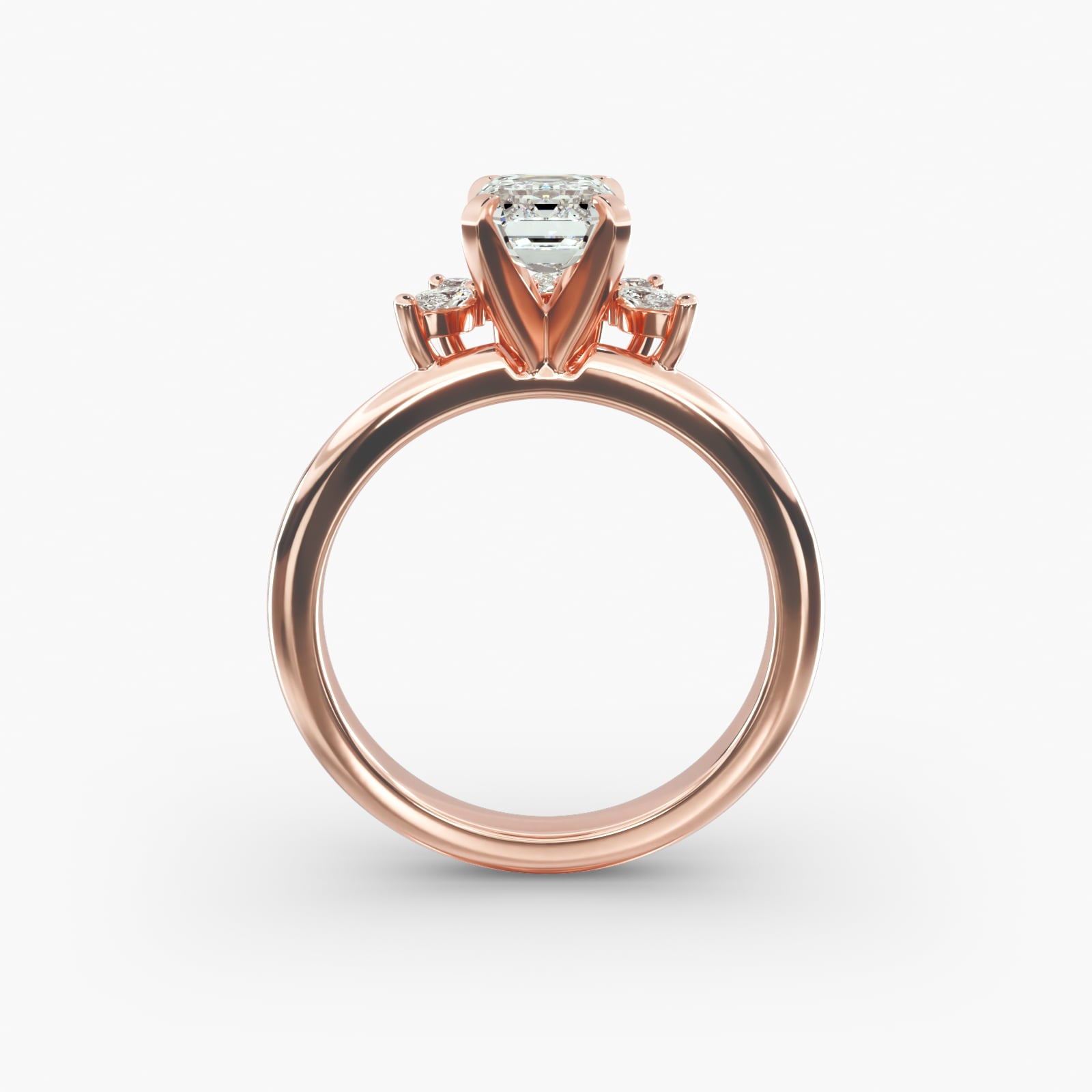 Crown Bloom Halo Emerald Lab Grown Diamond Center Engagement Ring