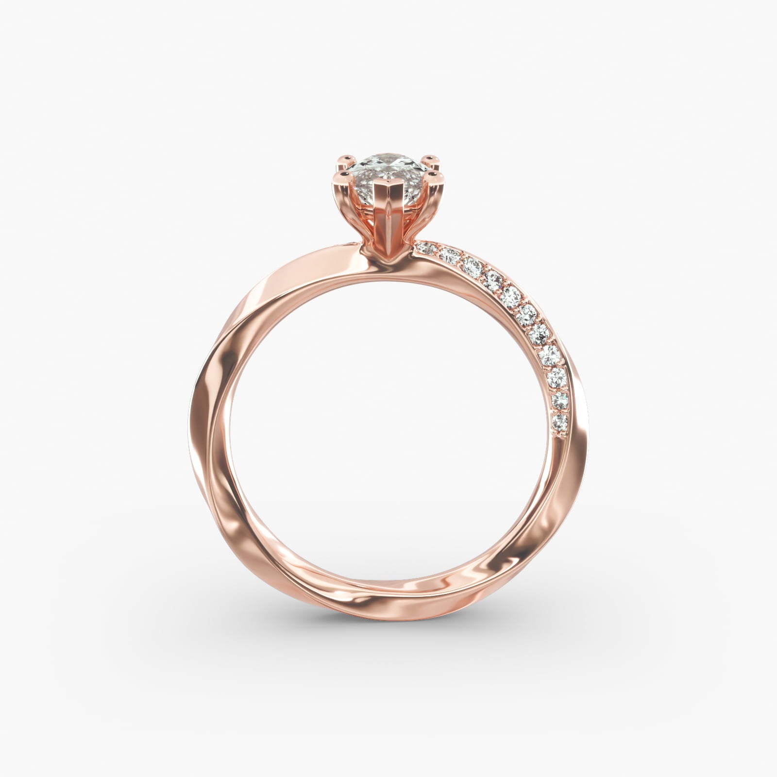 Twisted Sparkle Marquise Lab Grown Diamond Center Engagement Ring