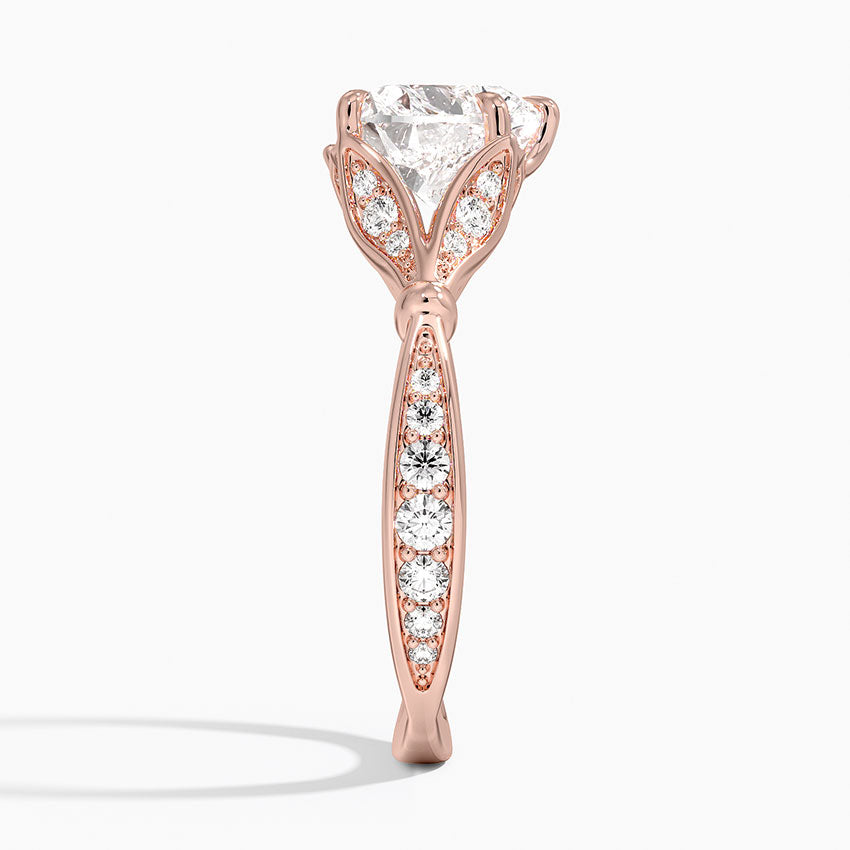 Leaf Embrace Split-Shank Heart Lab Grown Diamond Center Engagement Ring