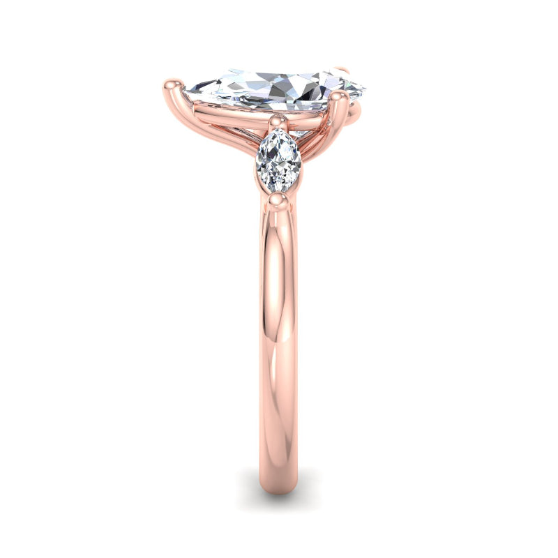 Classic Pear-Cut Center with Side Accents Lab Grown Diamond Center Engagement Ring