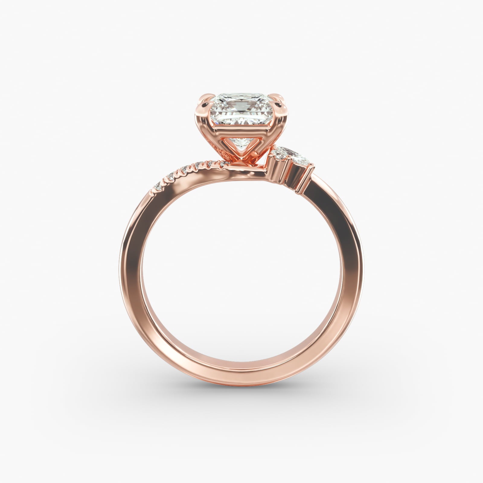Asymmetric Elegance Princess Lab Grown Diamond Center Engagement Ring