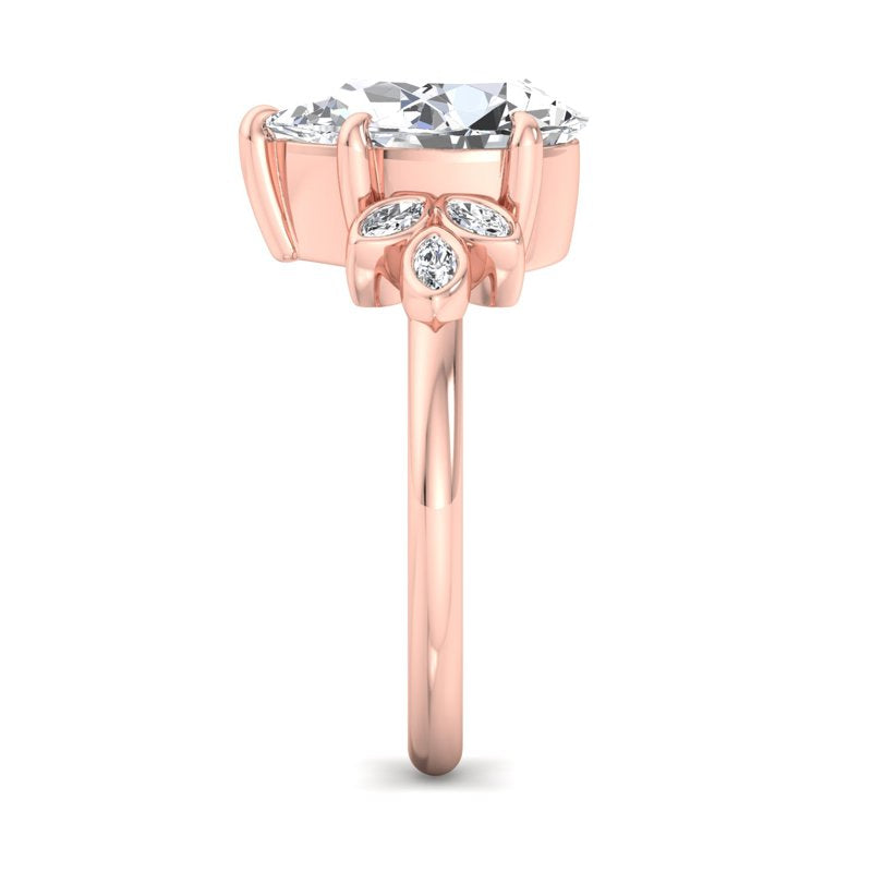 Floral Radiance Pear Lab Grown Diamond Center Engagement Ring