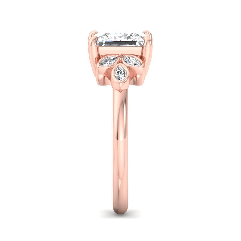 Floral Radiance Princess Lab Grown Diamond Center Engagement Ring