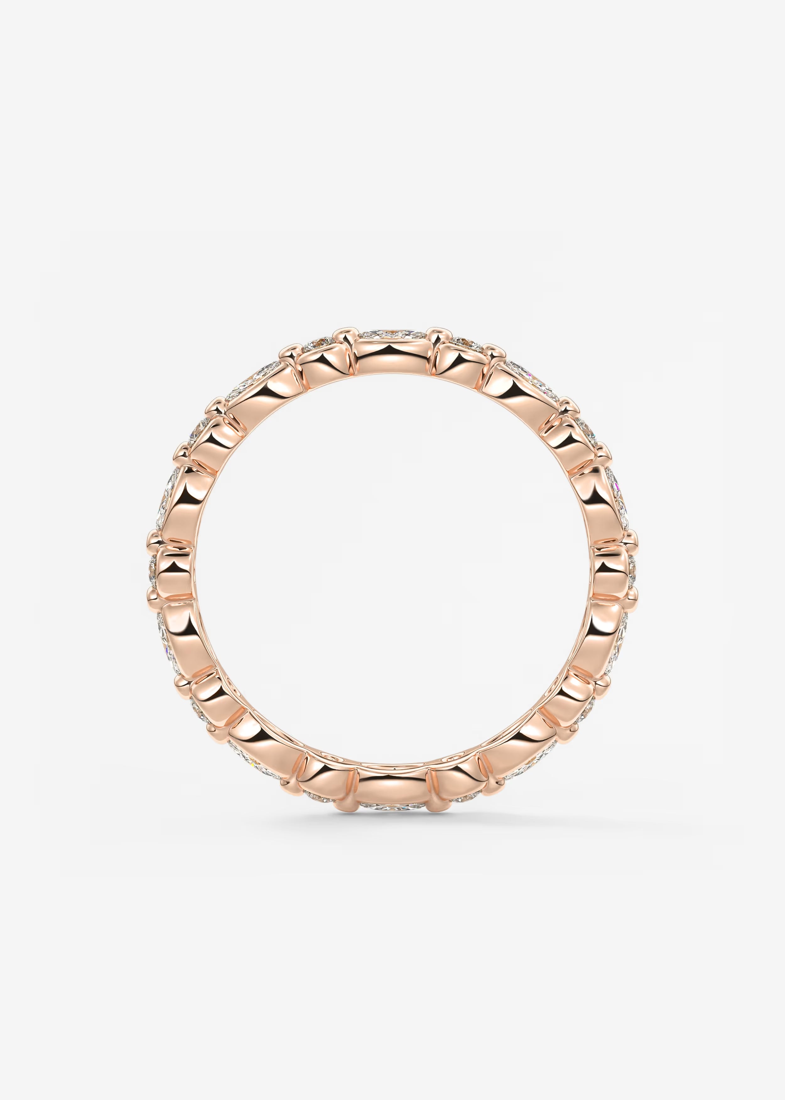 Gold Full Eternity Band with Alternating Oval and Round Diamond Motifs