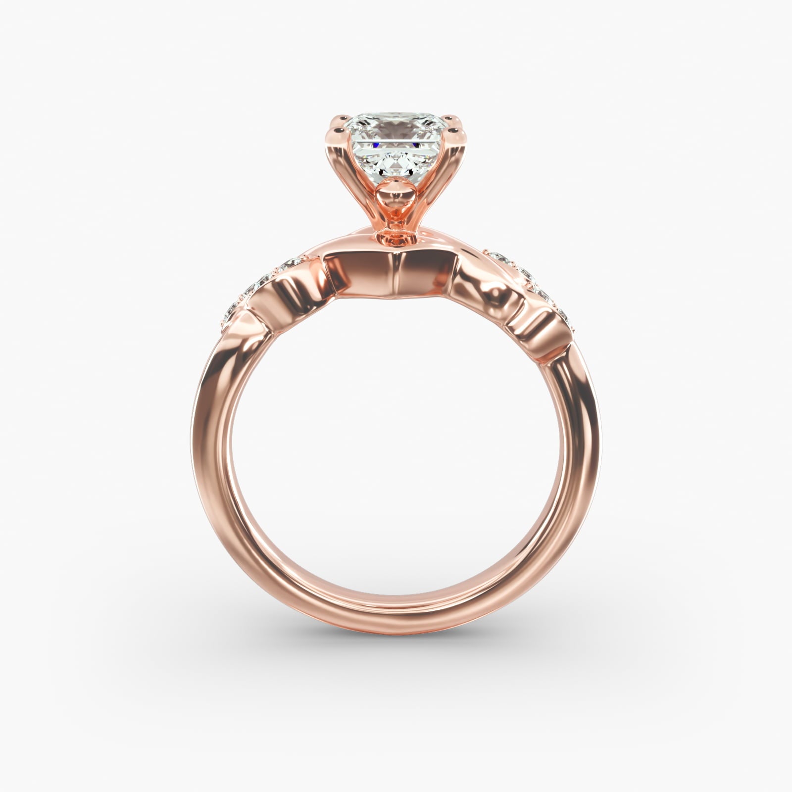 Floral Twist Cluster Princess Lab Grown Diamond Center Engagement Ring