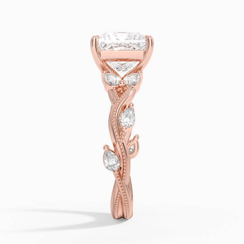 Vine Twist Milgrain Princess Lab Grown Diamond Center Engagement Ring
