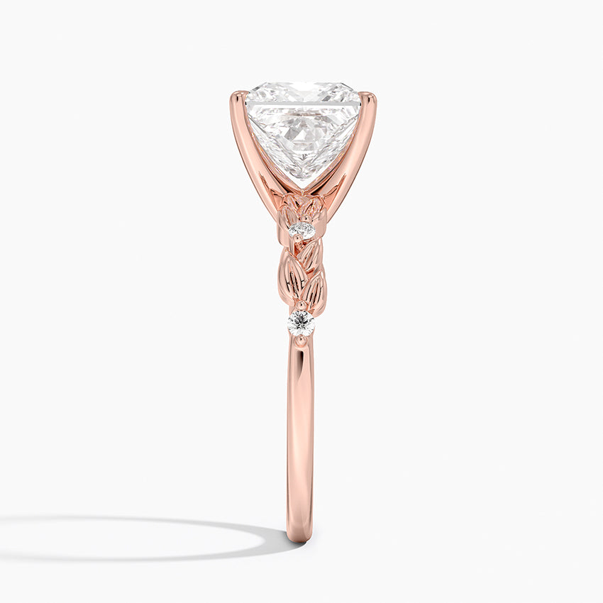 Vine Bloom Milgrain Princess Lab Grown Diamond Center Engagement Ring
