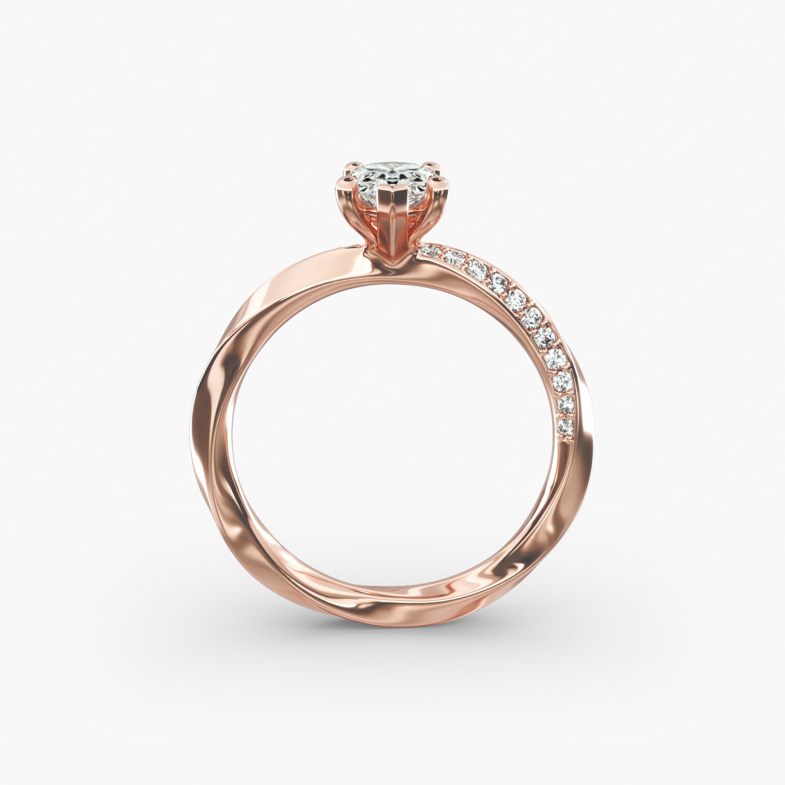 Twisted Sparkle Pear Lab Grown Diamond Center Engagement Ring