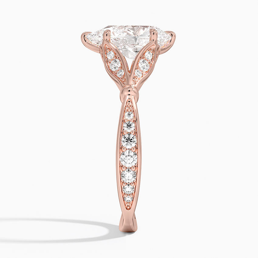 Leaf Embrace Split-Shank Pear Lab Grown Diamond Center Engagement Ring