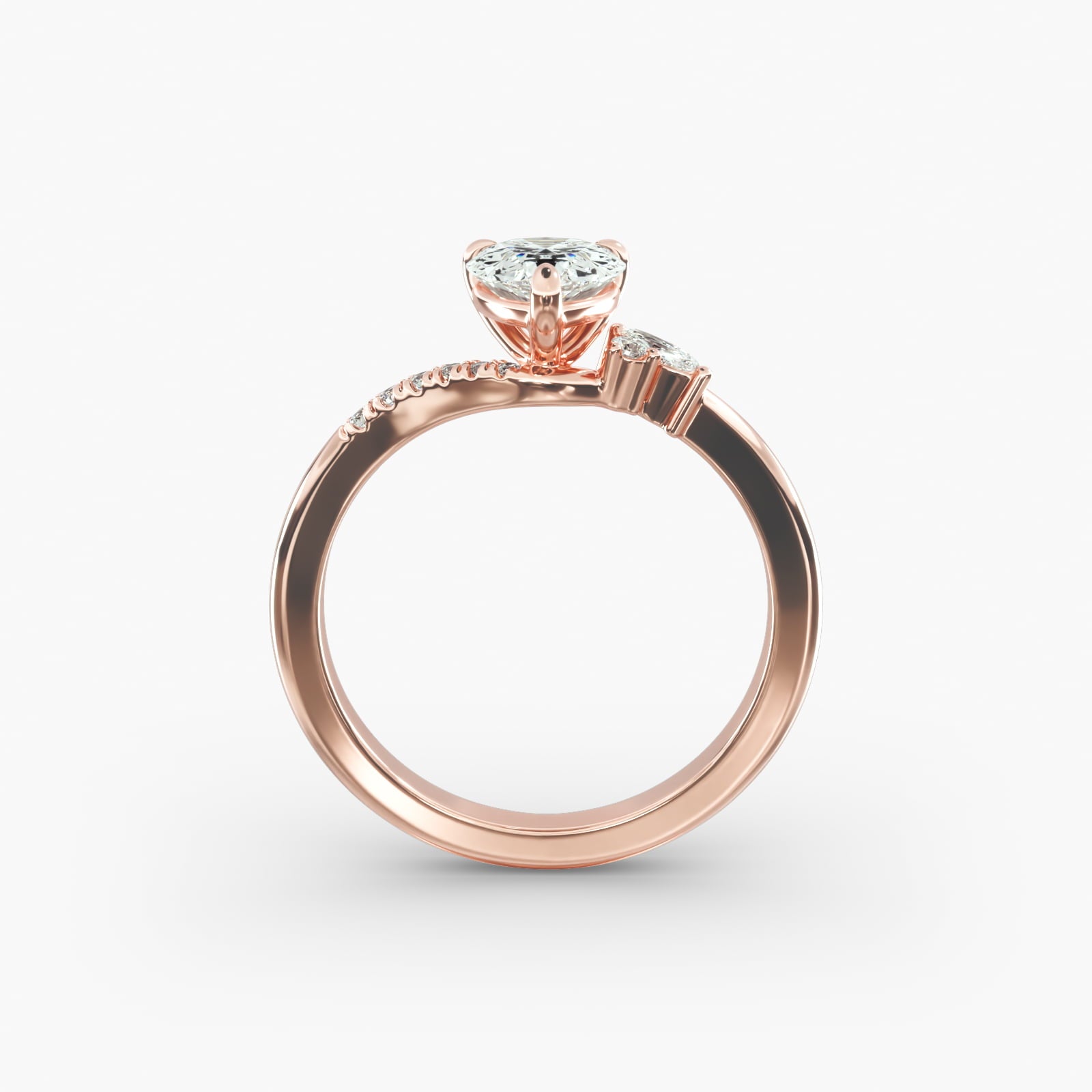 Asymmetric Elegance Pear Lab Grown Diamond Center Engagement Ring