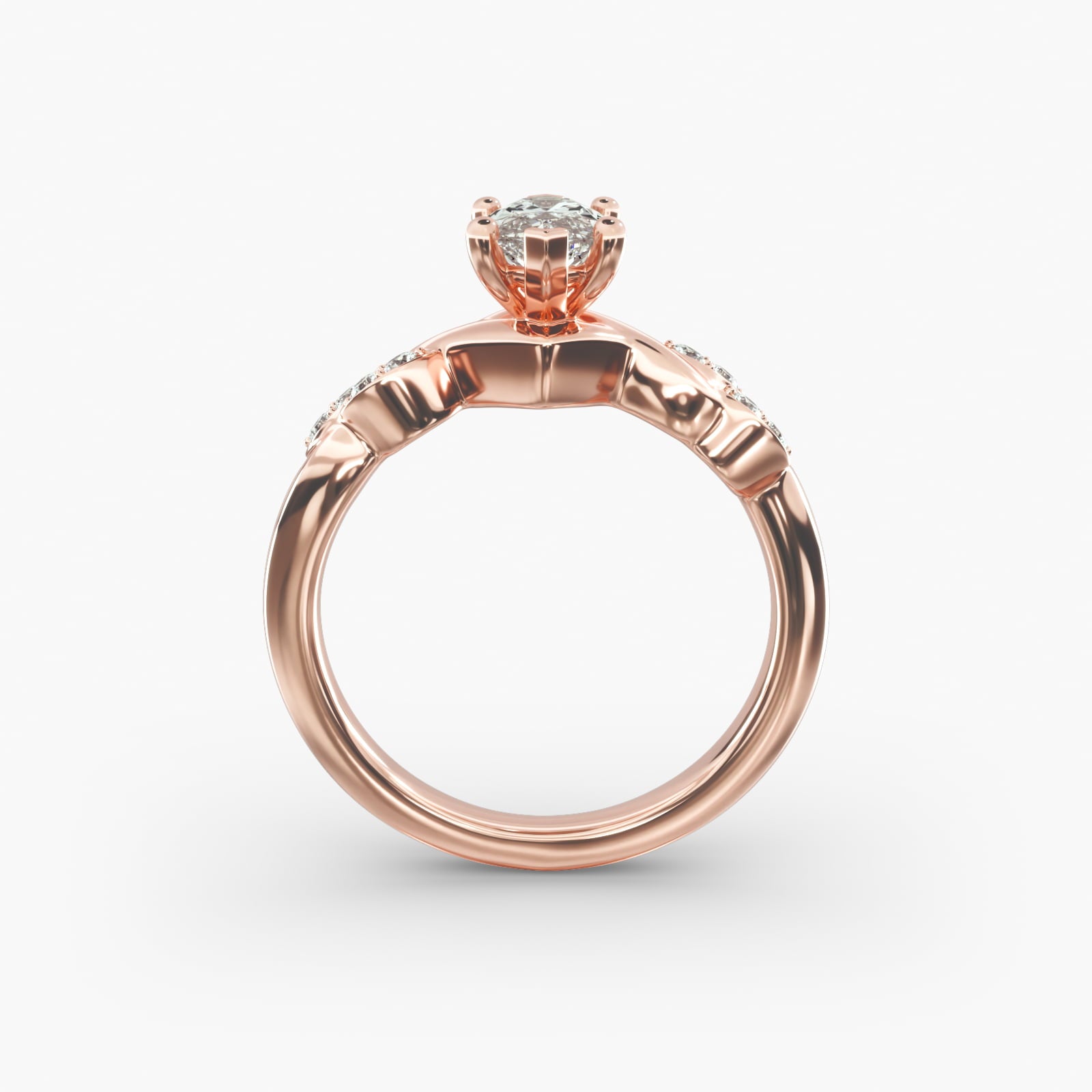Floral Twist Cluster Marquise Lab Grown Diamond Center Engagement Ring