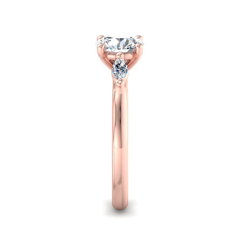 Classic Round-Cut Center with Side Accents Lab Grown Diamond Center Engagement Ring