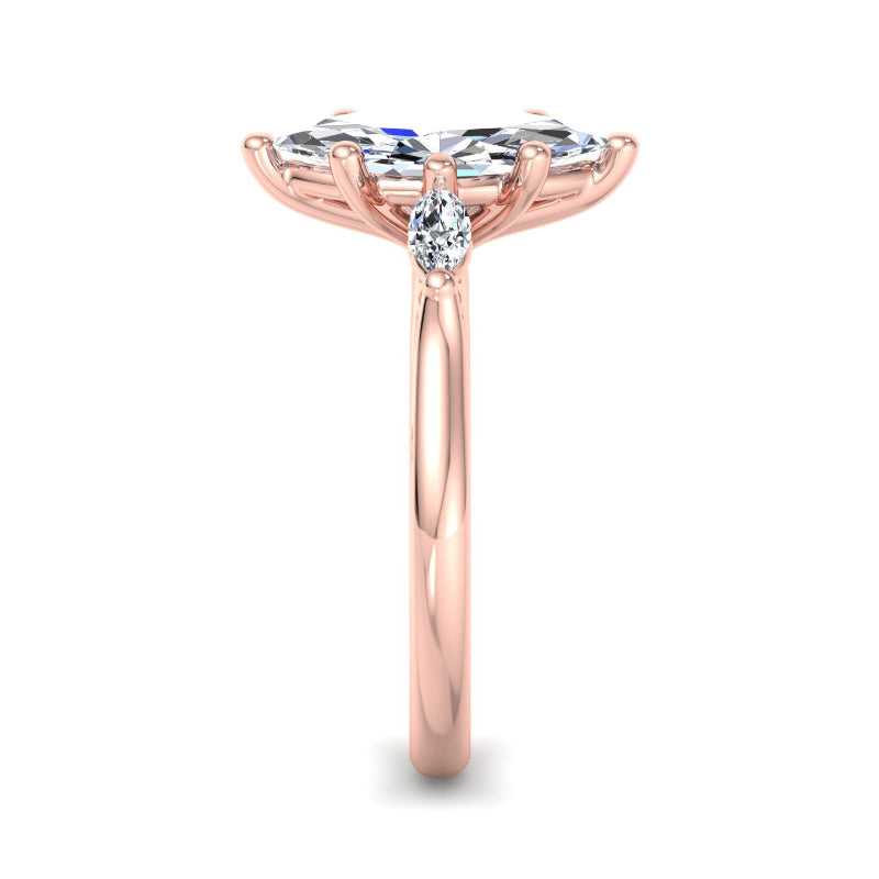 Classic Marquise-Cut Center with Side Accents Lab Grown Diamond Center Engagement Ring