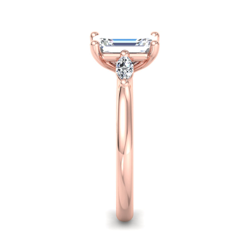 Classic Emerald-Cut Center with Side Accents Lab Grown Diamond Center Engagement Ring