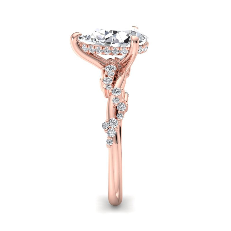 Classic Sparkle Pavé Pear Lab Grown Diamond Center Engagement Ring