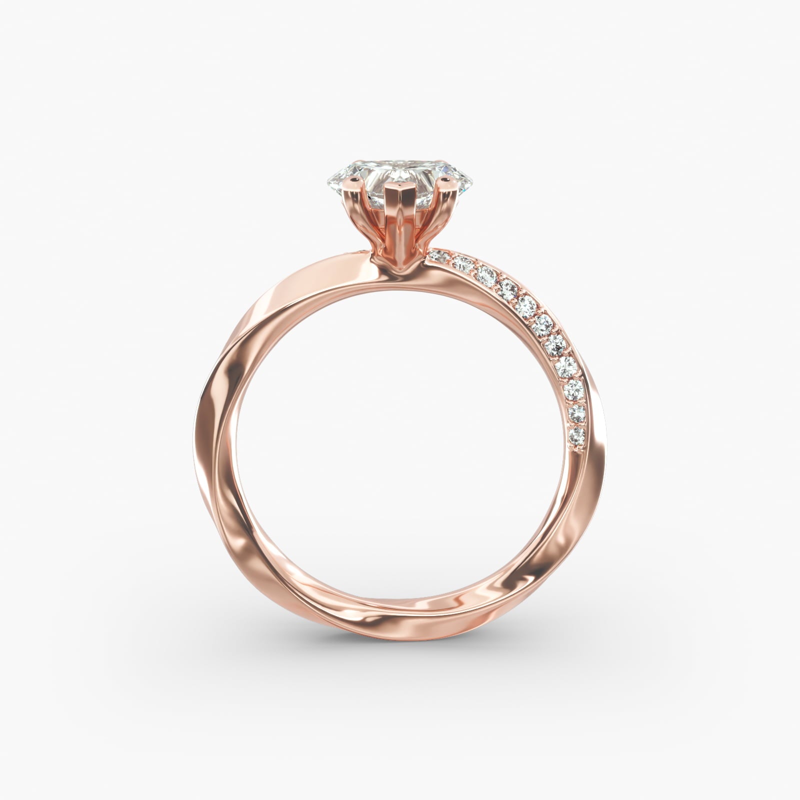 Twisted Sparkle Heart Lab Grown Diamond Center Engagement Ring