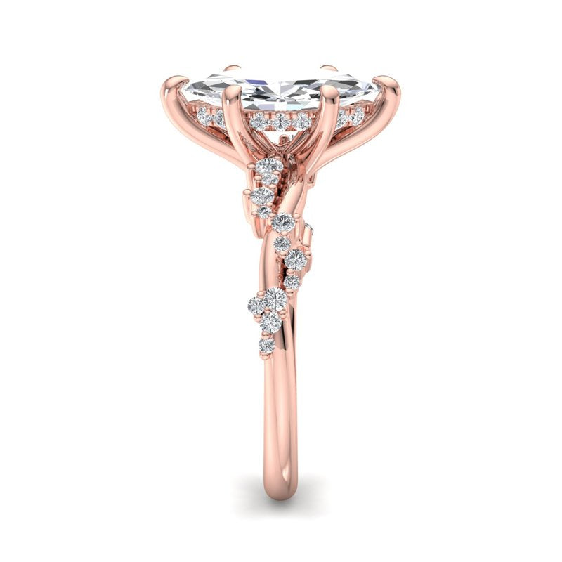 Classic Sparkle Pavé Marquise Lab Grown Diamond Center Engagement Ring