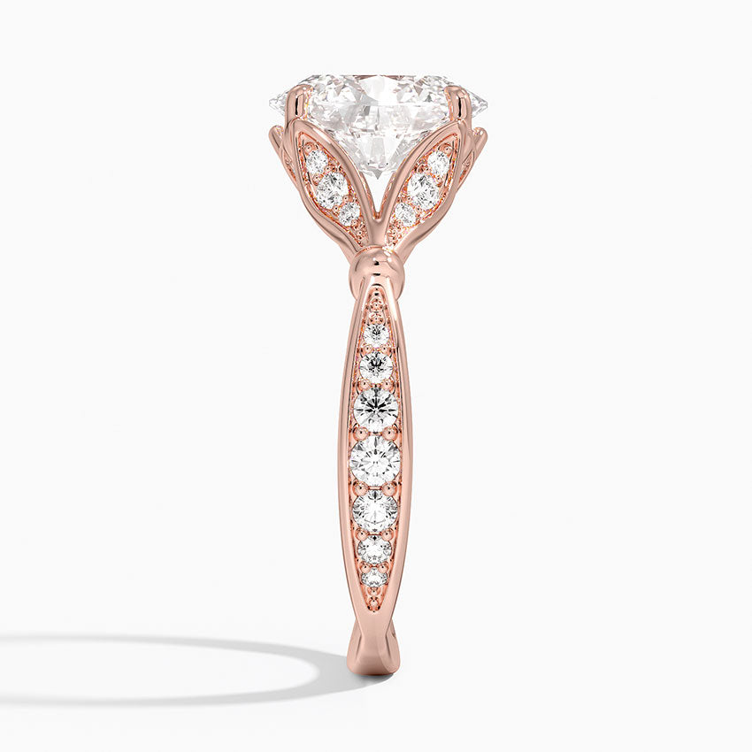 Leaf Embrace Split-Shank Oval Lab Grown Diamond Center Engagement Ring