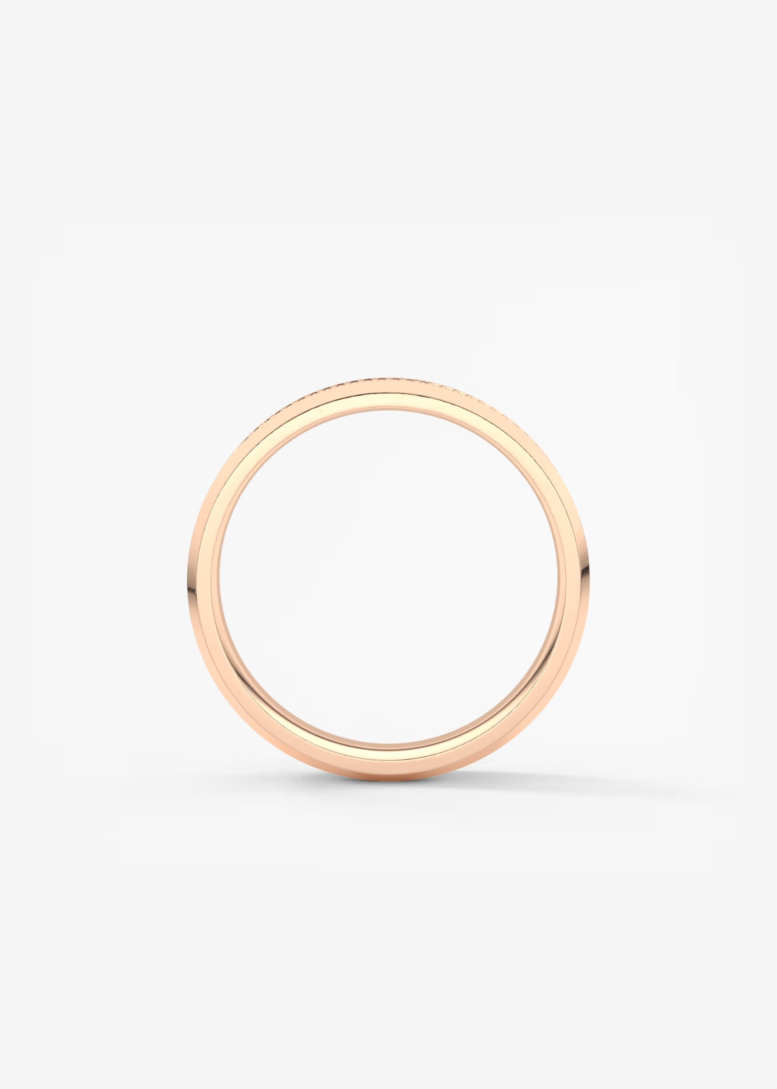 Gold Band with Polished Top and Knurled Texture Sides