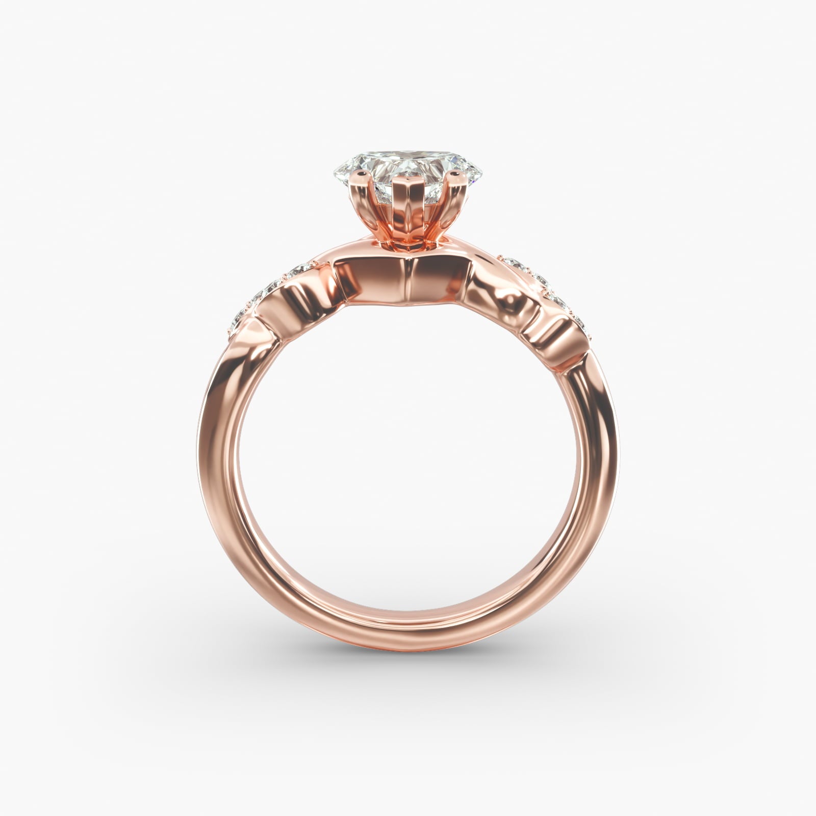 Floral Twist Cluster Heart Lab Grown Diamond Center Engagement Ring