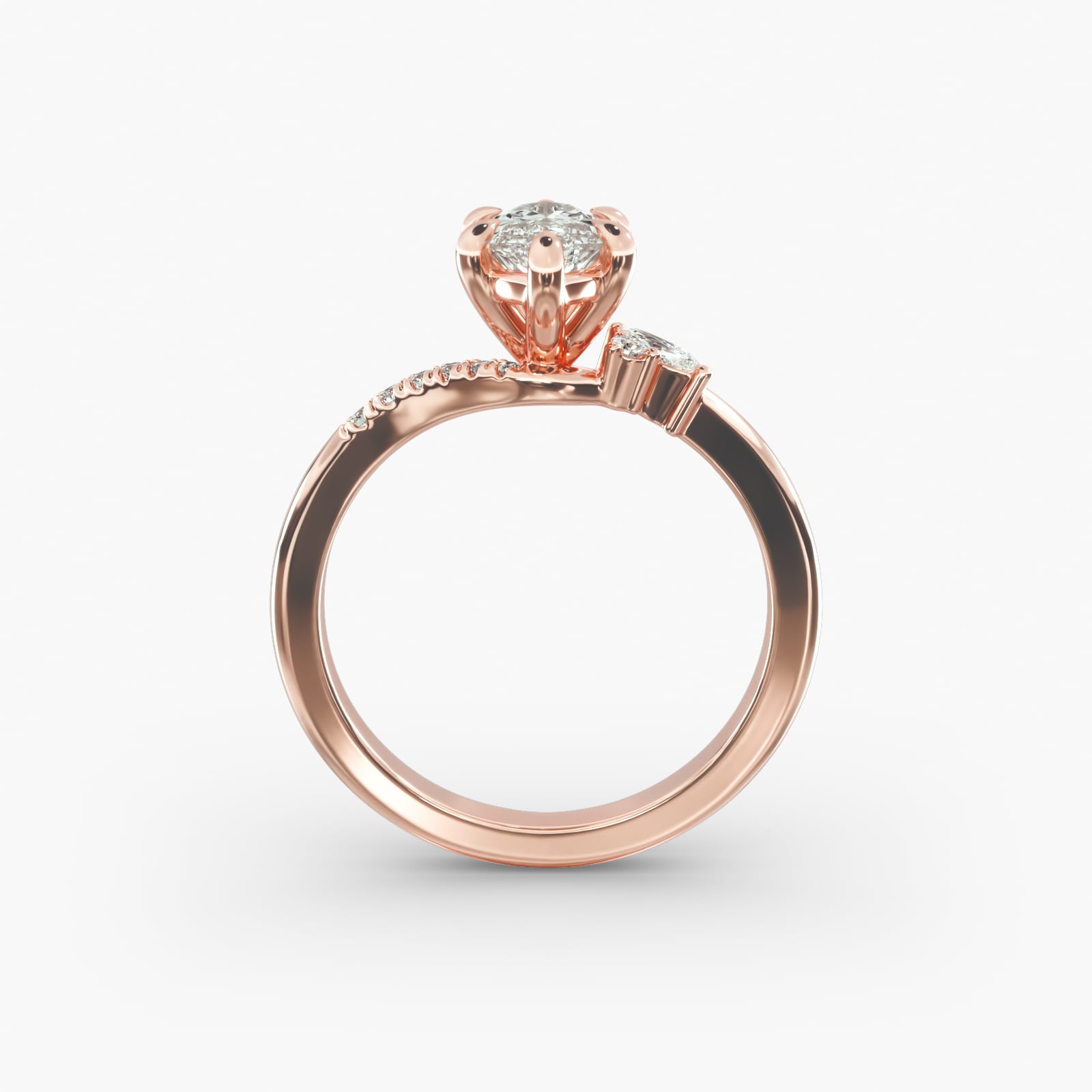 Asymmetric Elegance Marquise Lab Grown Diamond Center Engagement Ring
