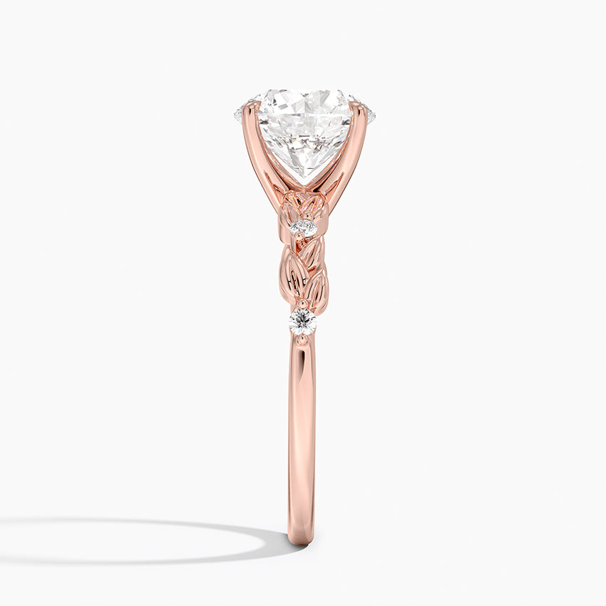 Vine Bloom Milgrain Round Lab Grown Diamond Center Engagement Ring