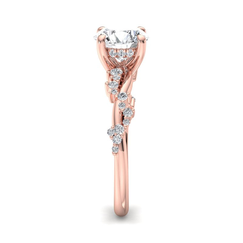 Classic Sparkle Pavé Round Lab Grown Diamond Center Engagement Ring