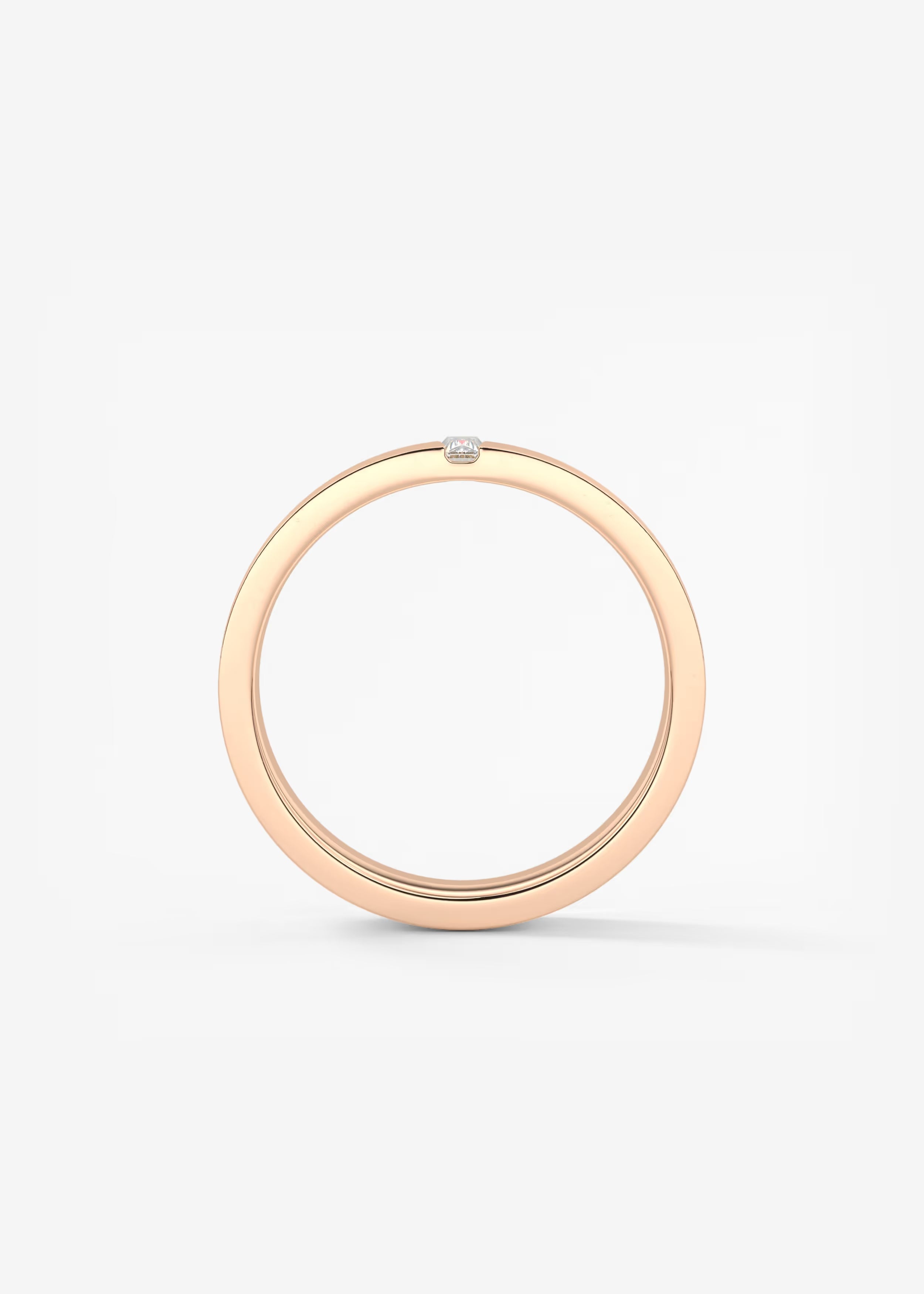 Matte Gold Wide Band with Vertical Baguette‑Cut Lab‑Grown Diamond Accent
