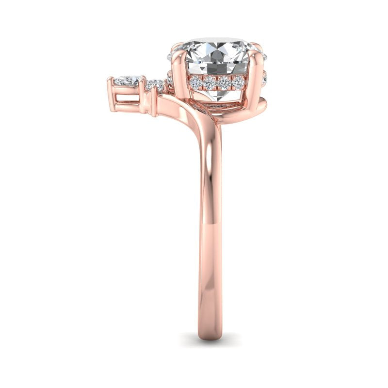 Radiant Tiered Sparkle Round Lab Grown Diamond Center Engagement Ring