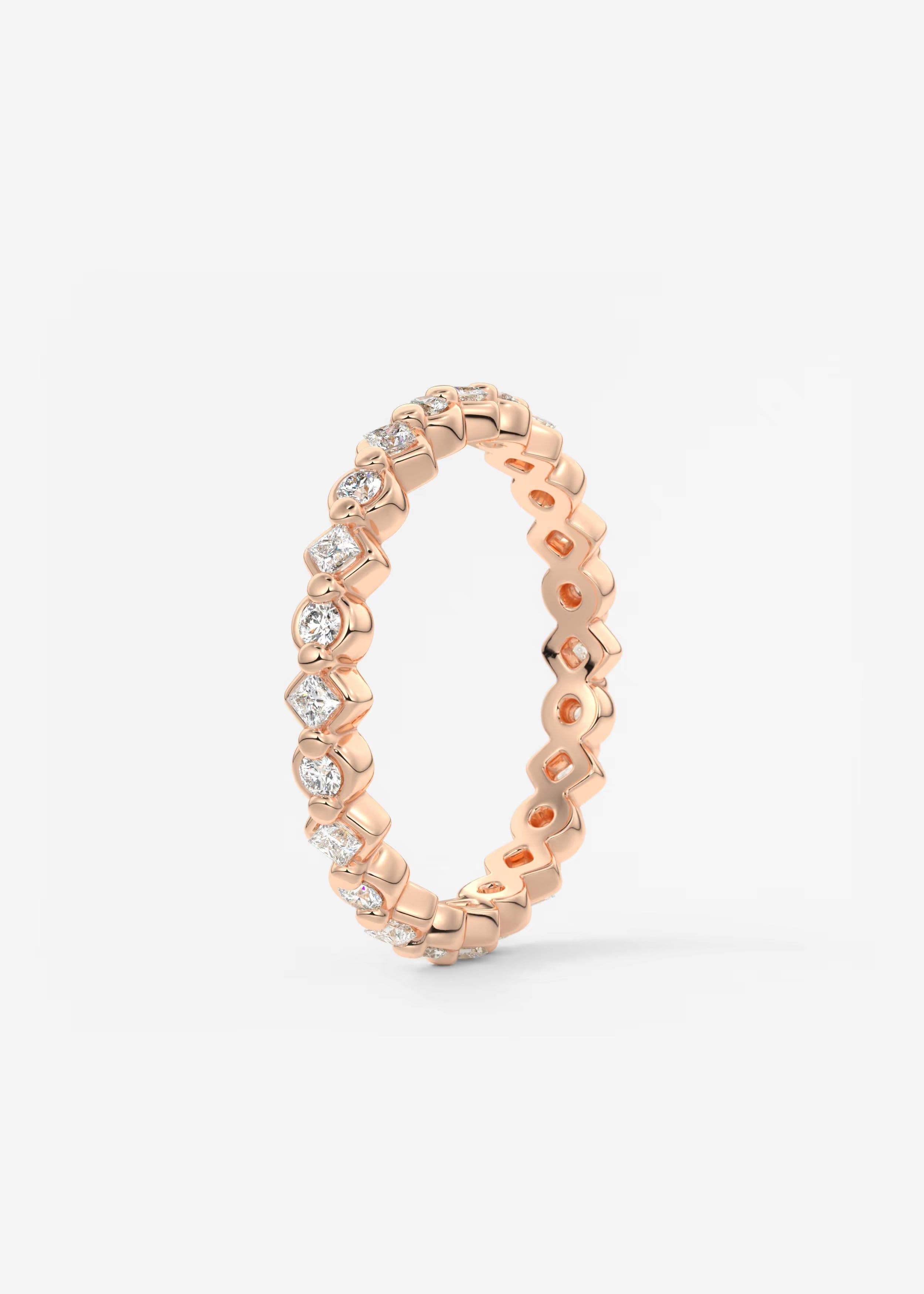 Gold Full Eternity Band with Raised Diamond‑Shaped Settings and Round Lab‑Grown Diamonds