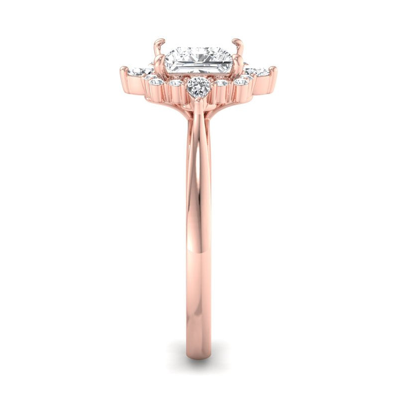 Halo-style with Pear Accents and Princess Lab Grown Diamond Center Engagement Ring