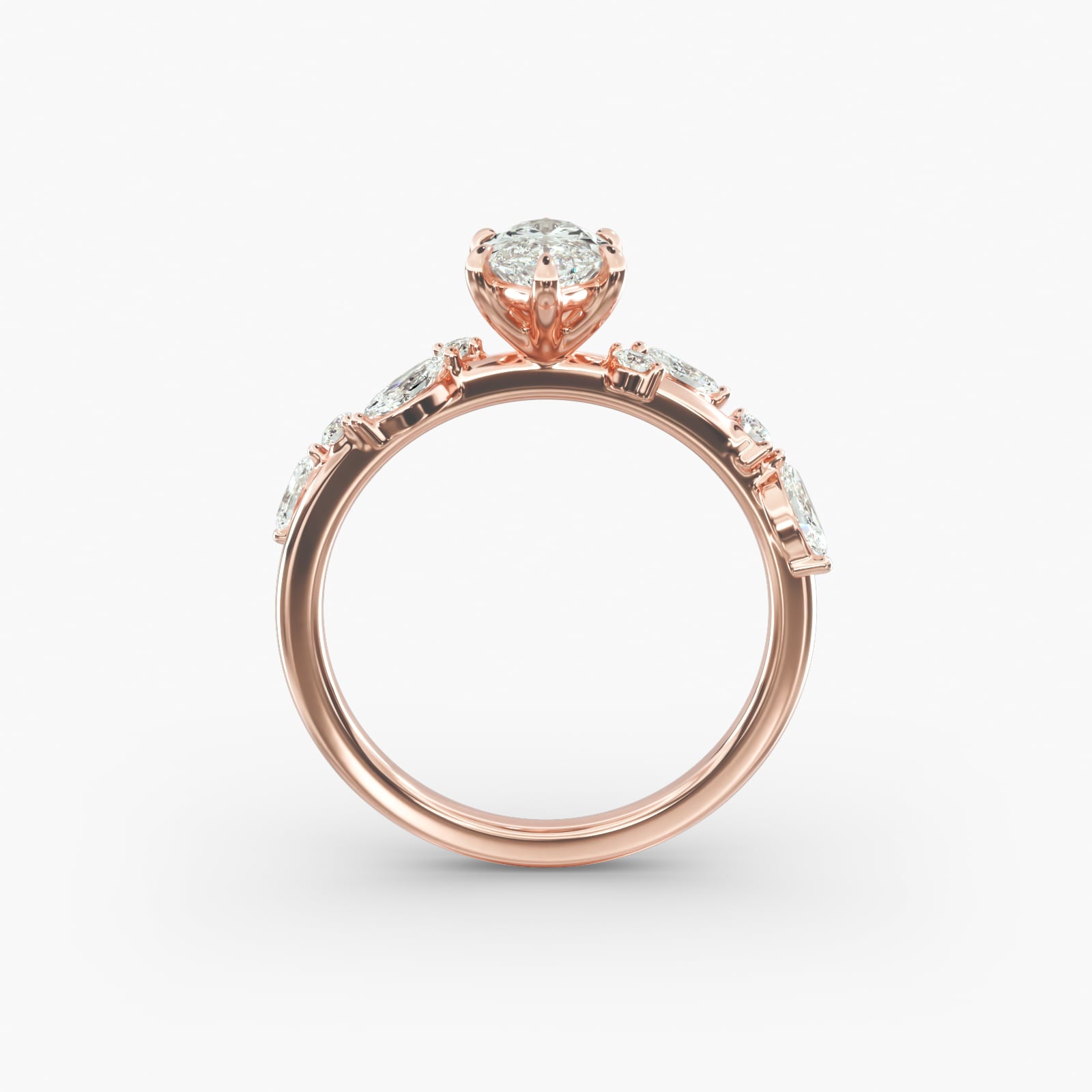 Symphony of Light Floral Marquise Lab Grown Diamond Center Engagement Ring