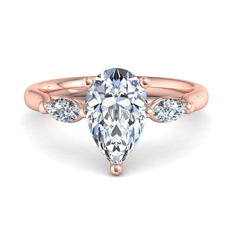 Classic Pear-Cut Center with Side Accents Lab Grown Diamond Center Engagement Ring