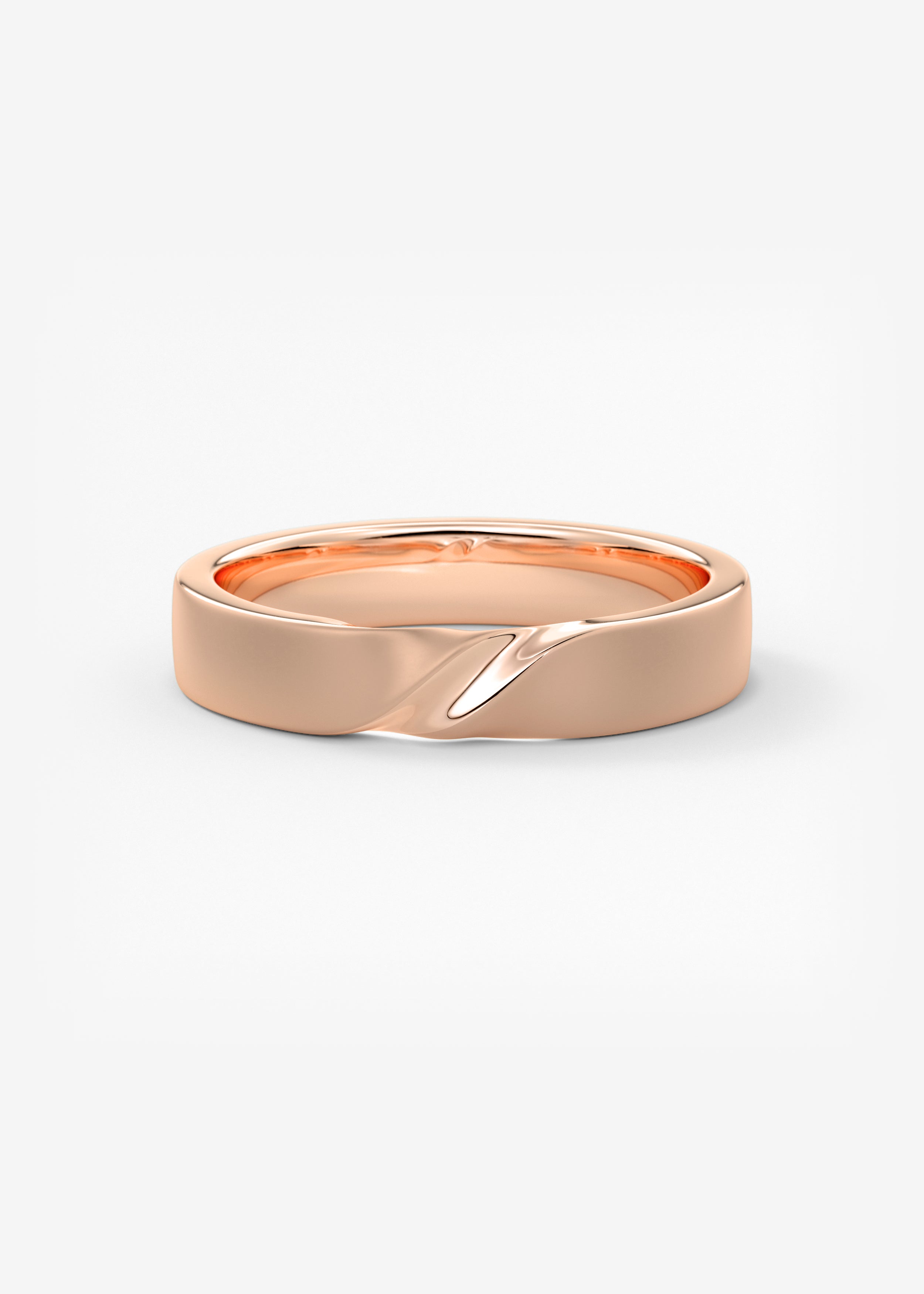 Polished Gold Band with Sculpted Wave‑Form Groove
