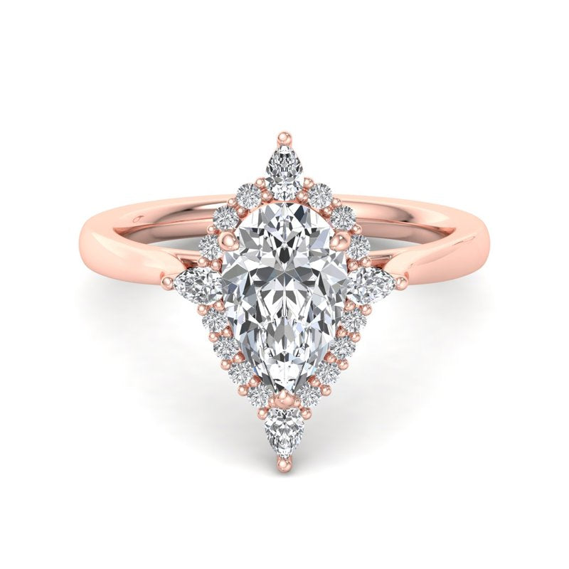 Halo-style with Pear Accents and Pear Lab Grown Diamond Center Engagement Ring
