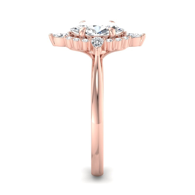Halo-style with Pear Accents and Oval Lab Grown Diamond Center Engagement Ring