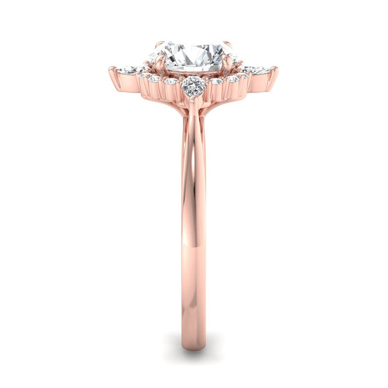 Halo-style with Pear Accents and Round Lab Grown Diamond Center Engagement Ring