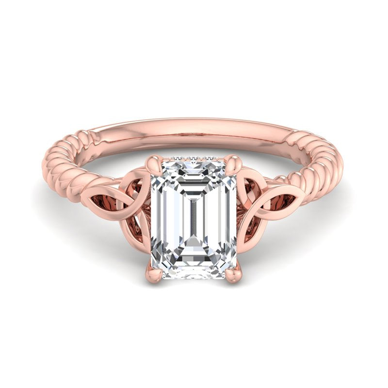 Twisted Vine Artisan Emerald Lab Grown Diamond Center Engagement Ring