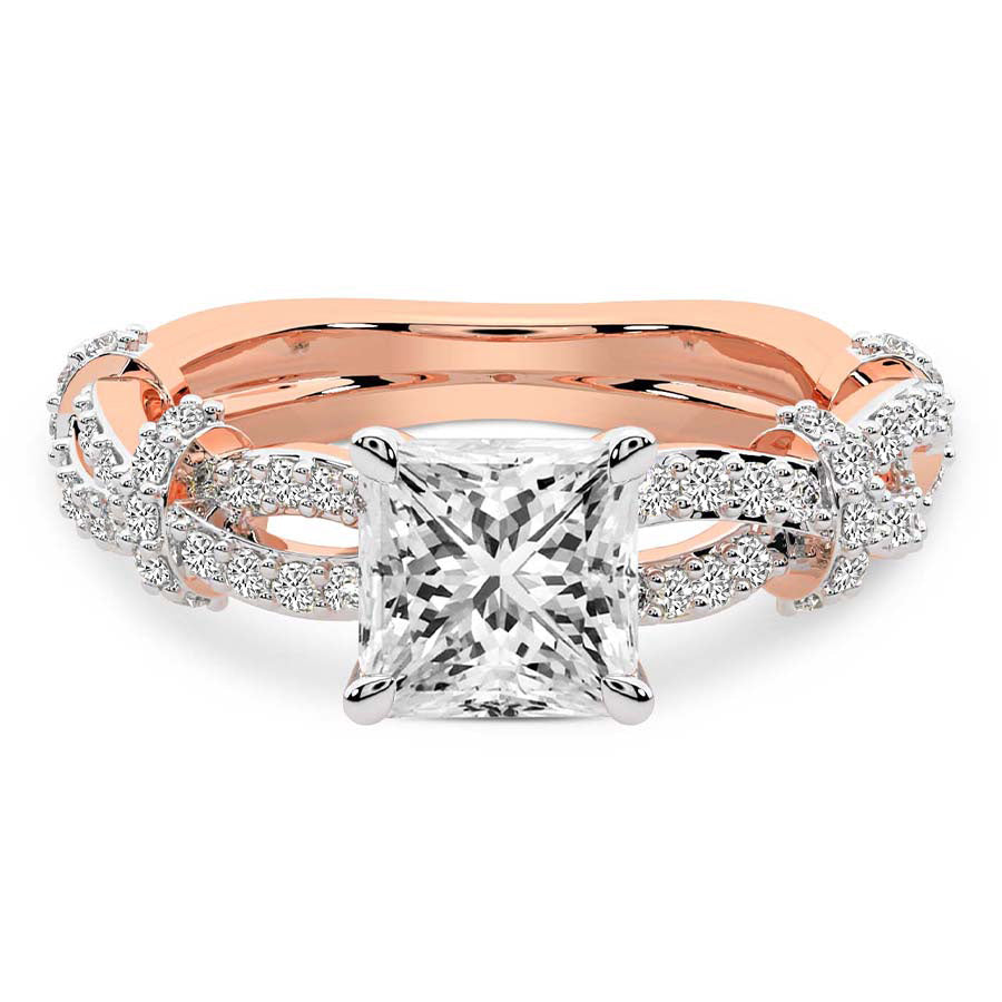 Twisted Brilliance Dual-Tone princess Lab Grown Diamond Center Engagement Ring