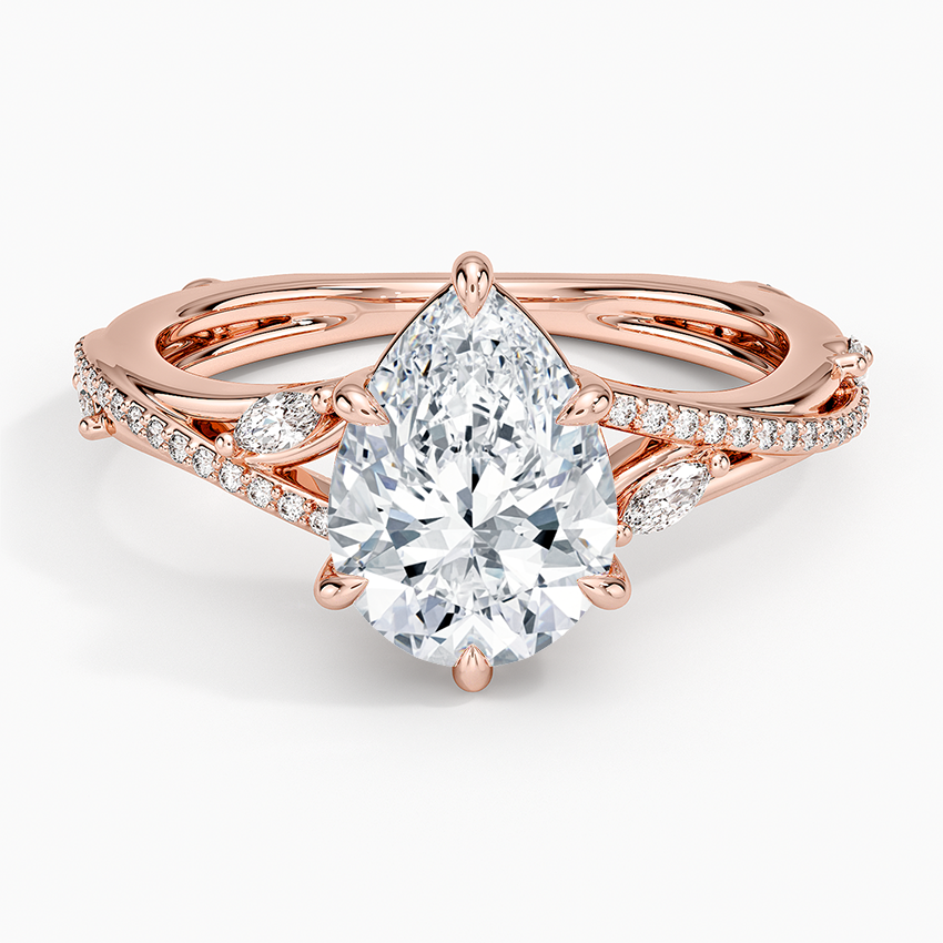 Split Vine Marquise Cluster Pear Lab Grown Diamond Center Engagement Ring