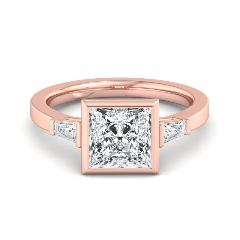 Timeless Bezel-Set Princess Lab Grown Diamond Center Engagement Ring