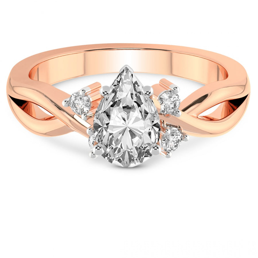 Twist Band Radiance pear Lab Grown Diamond Center Engagement Ring