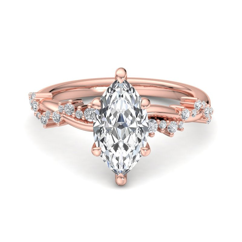 Classic Sparkle Pavé Marquise Lab Grown Diamond Center Engagement Ring