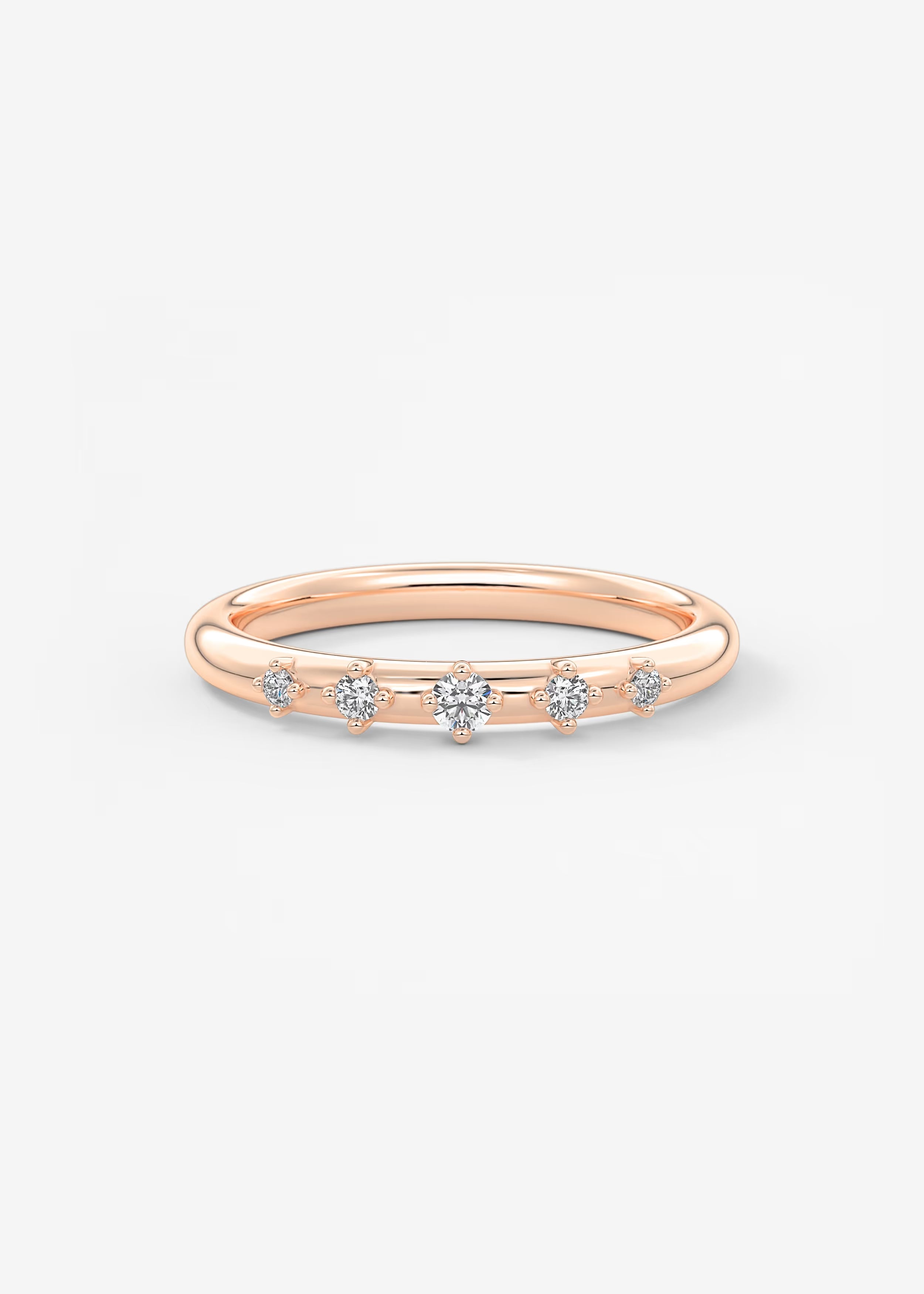 Gold Band with Evenly Spaced Round Lab‑Grown Diamond Accents