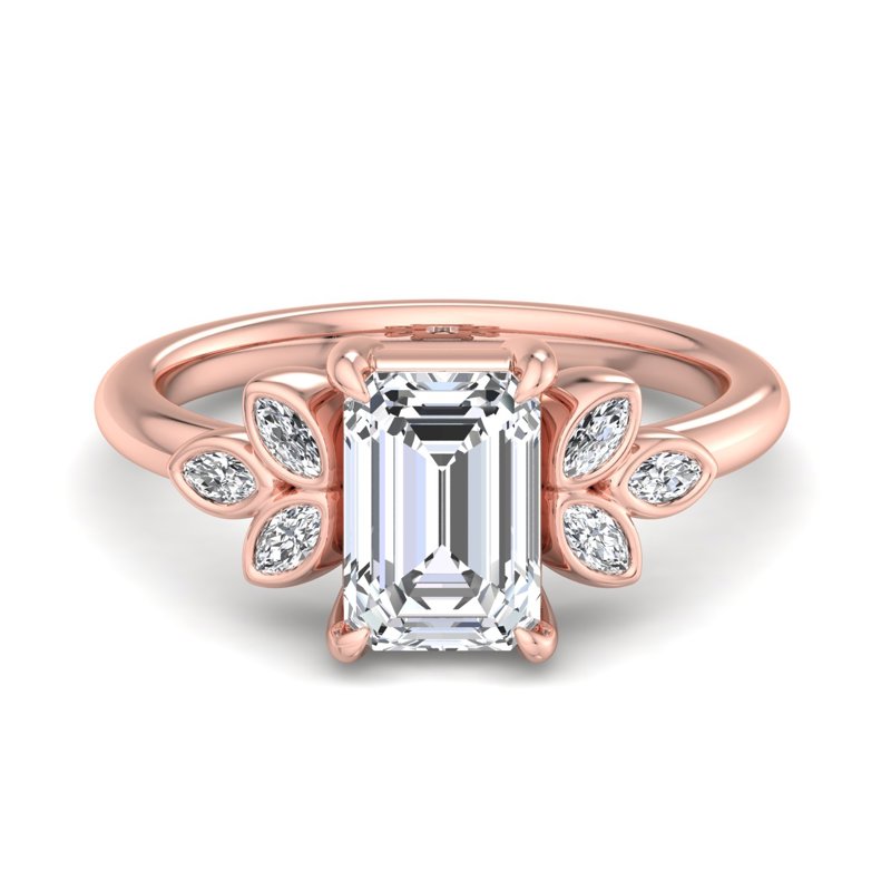Floral Radiance Emerald Lab Grown Diamond Center Engagement Ring