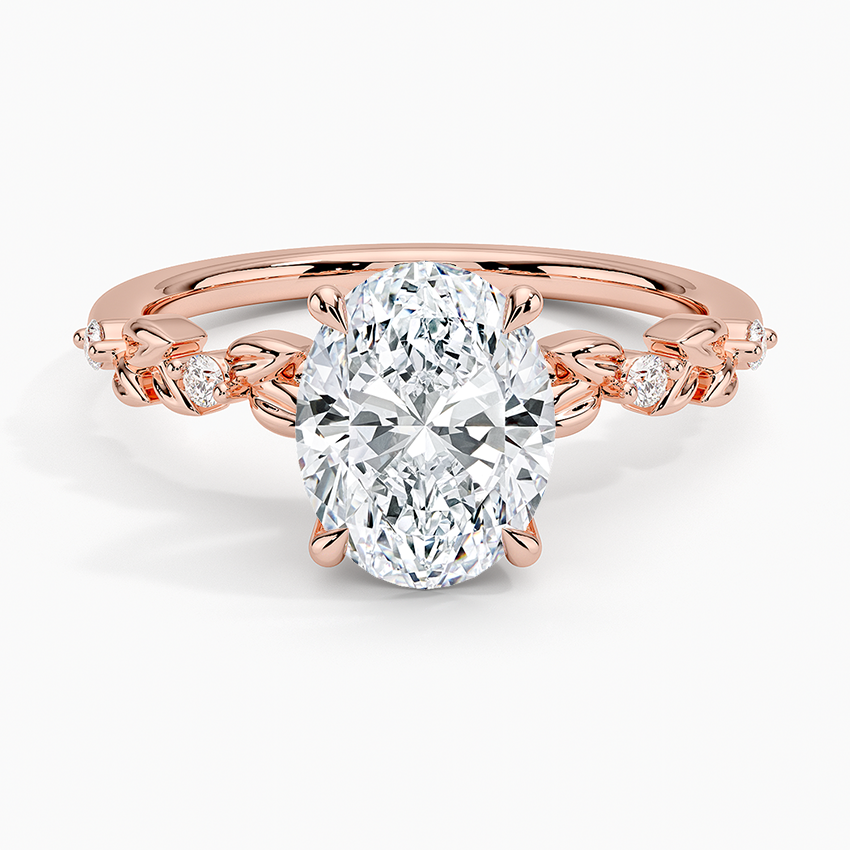 Vine Bloom Milgrain Oval Lab Grown Diamond Center Engagement Ring